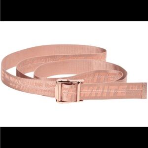 Authentic Off-White “BELT” Industrial Logo Belt – Rose Gold / Blush